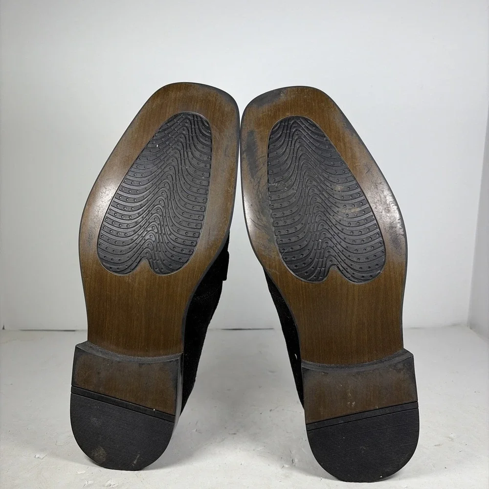 Size 7.5 Zengara Black Suede Leather Bit Loafers Z300691